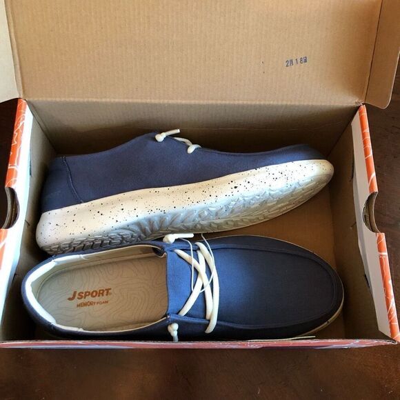 J SPORT - NWTIB - L Sz 11 “Wenden” Casual Slip-On Shoes/Navy Canvas/Rubber Soles - Picture 4 of 14